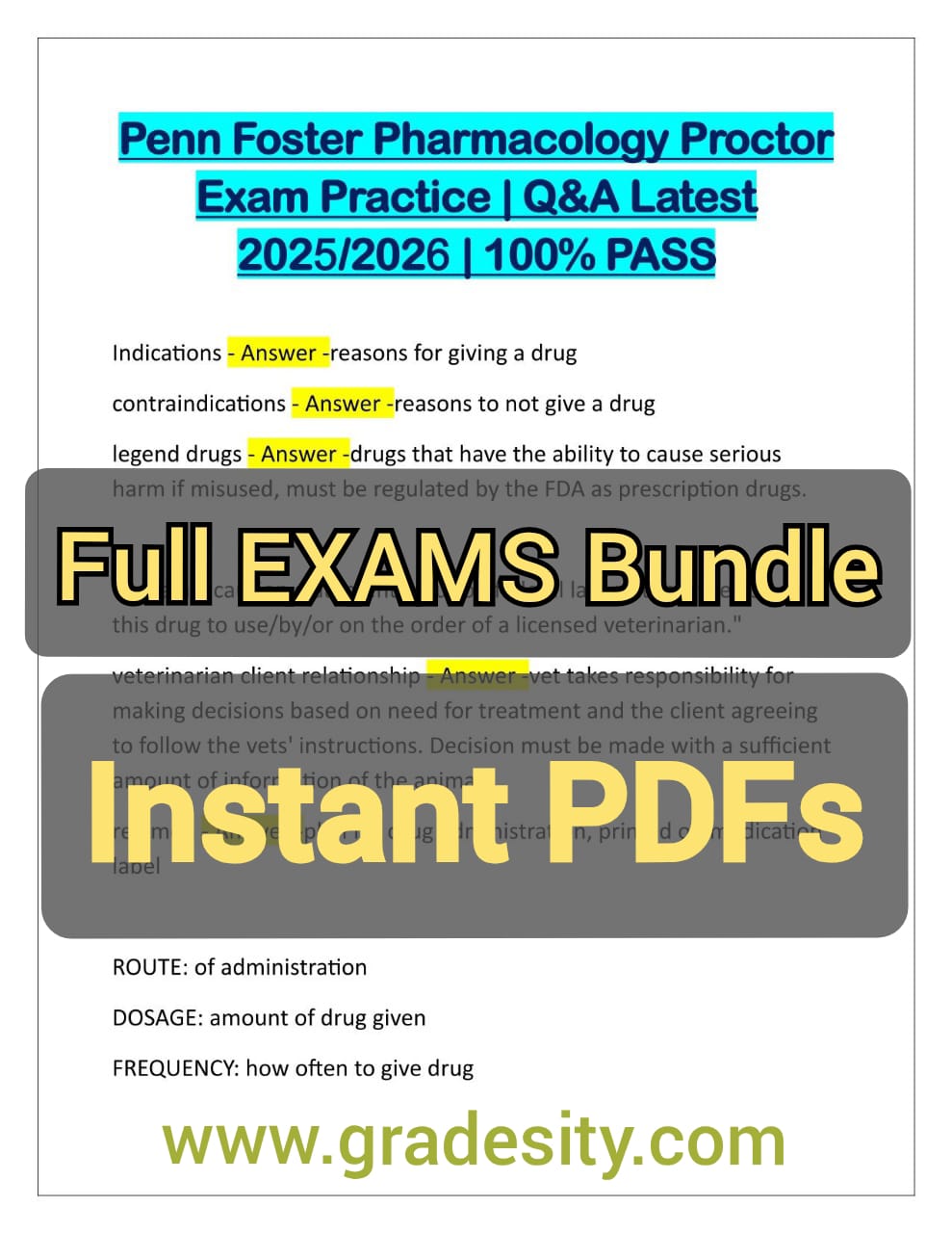 Penn Foster Veterinary Pharmacology Exams Bundle – Final, Proctor, and Study Guides Included