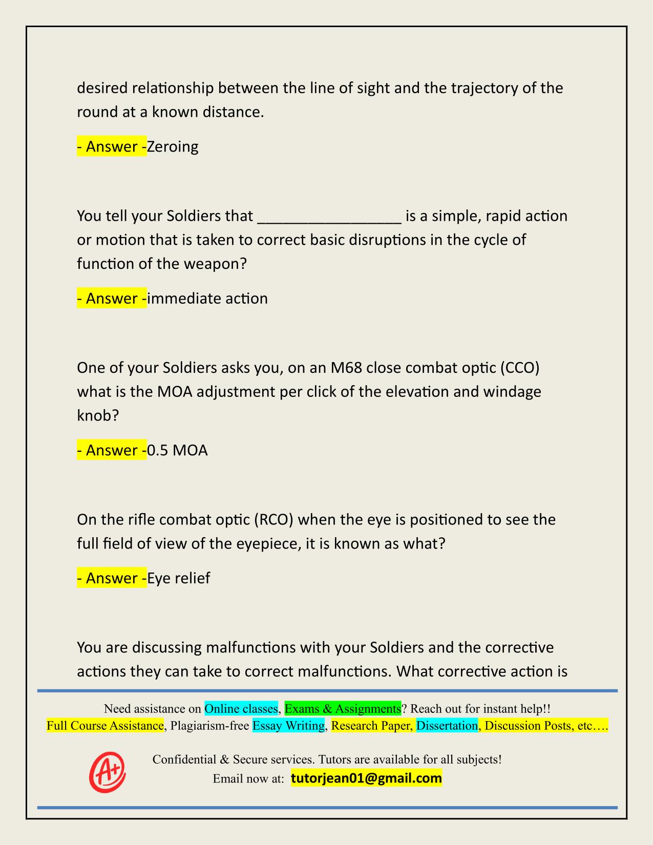 11B ALC MARKSMANSHIP ACTUAL 2025/2026 WITH CORRECT ANSWERS