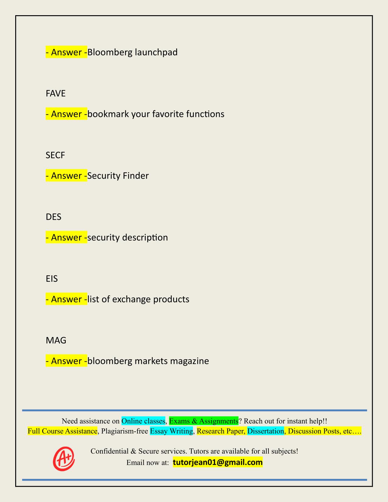 BLOOMBERG GENERAL CHEATSHEET ACTUAL 2025/2026