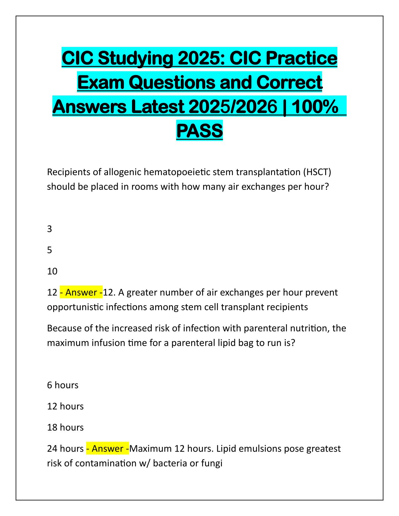 CIC Studying 2025, CIC Practice Exam Q&A Latest Update