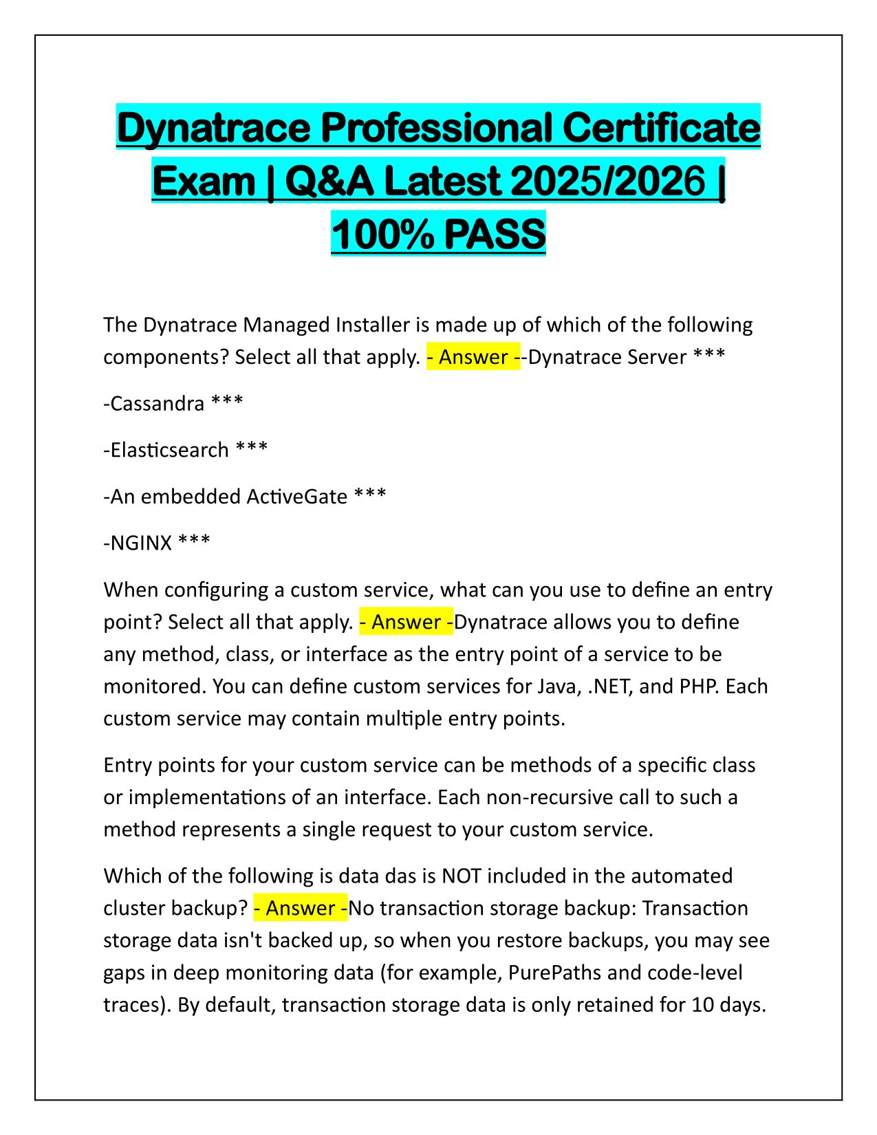 Bundle for Dynatrace Associate Exams Q&A Latest Update 2025-2026