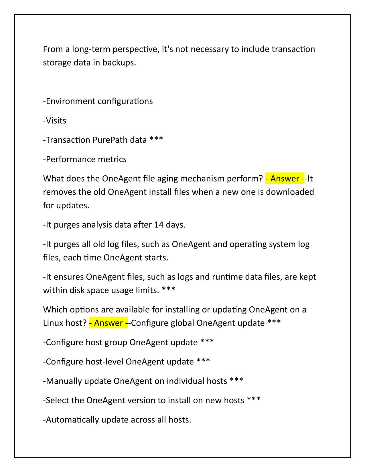 Dynatrace Professional Certificate Exam Q&A Latest Update 2025
