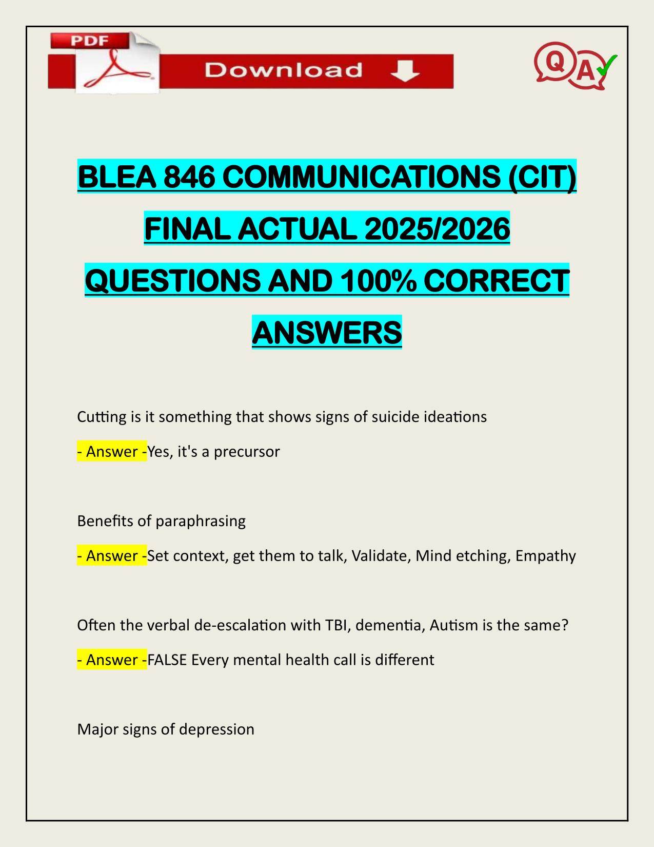 BUNDLE FOR BLEA EXAMS ACTUAL 2025/2026 Q&A 100% PASS