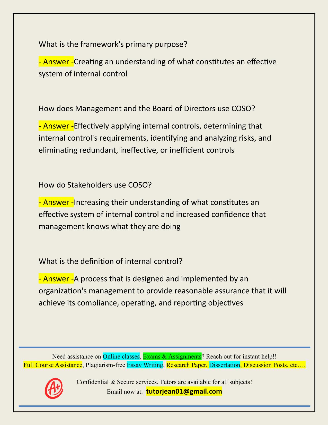 THE COSO FRAMEWORK ACTUAL 2025/2026 Q&A 100% PASS