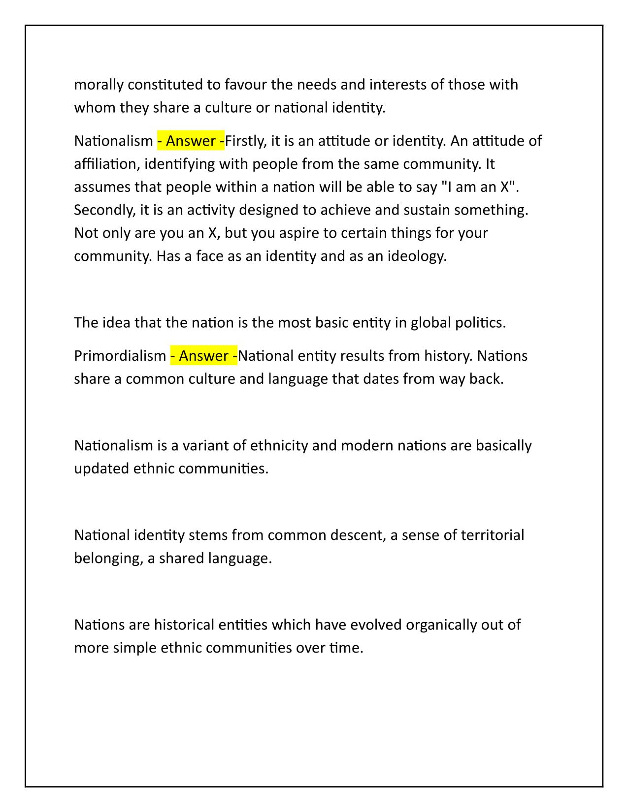 IB Global Politics HL Relevant Theories Correctly Answered Latest Update