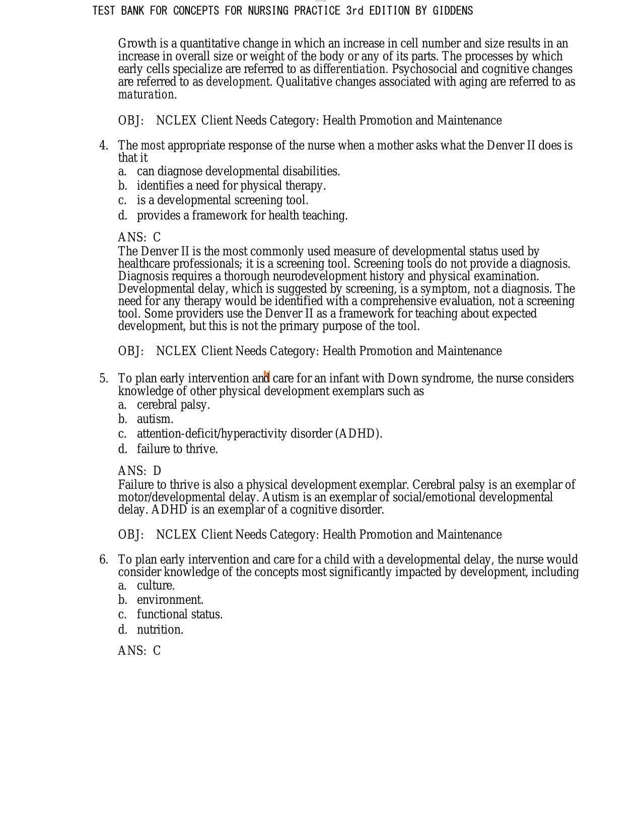 Test Bank Concepts for Nursing Practice (3rd Ed) by Jean Giddens ISBN 9780323581936 ALL CHAPTERS