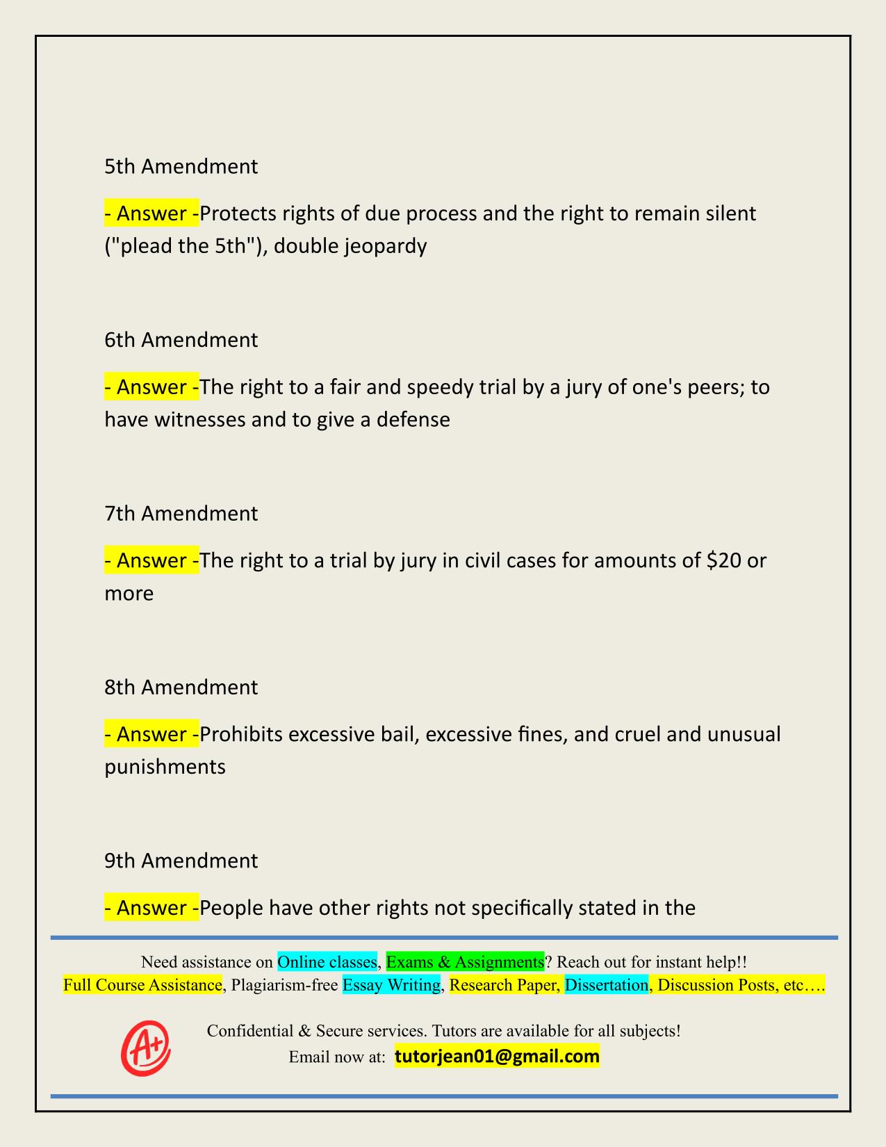 27 AMENDMENTS ACTUAL | CORRECTLY ANSWERED