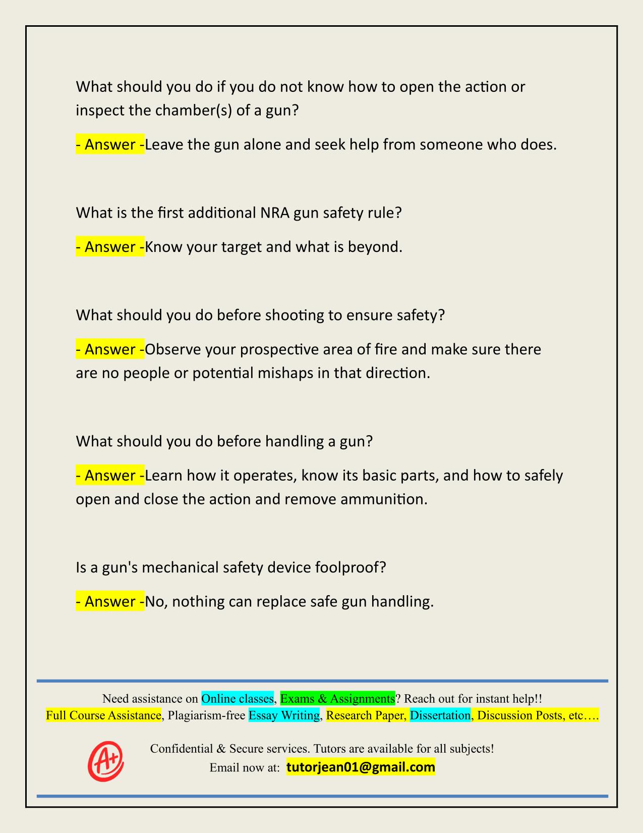 NRA GUN SAFETY RULES ACTUAL 2025/2026 CORRECTLY ANSWERED