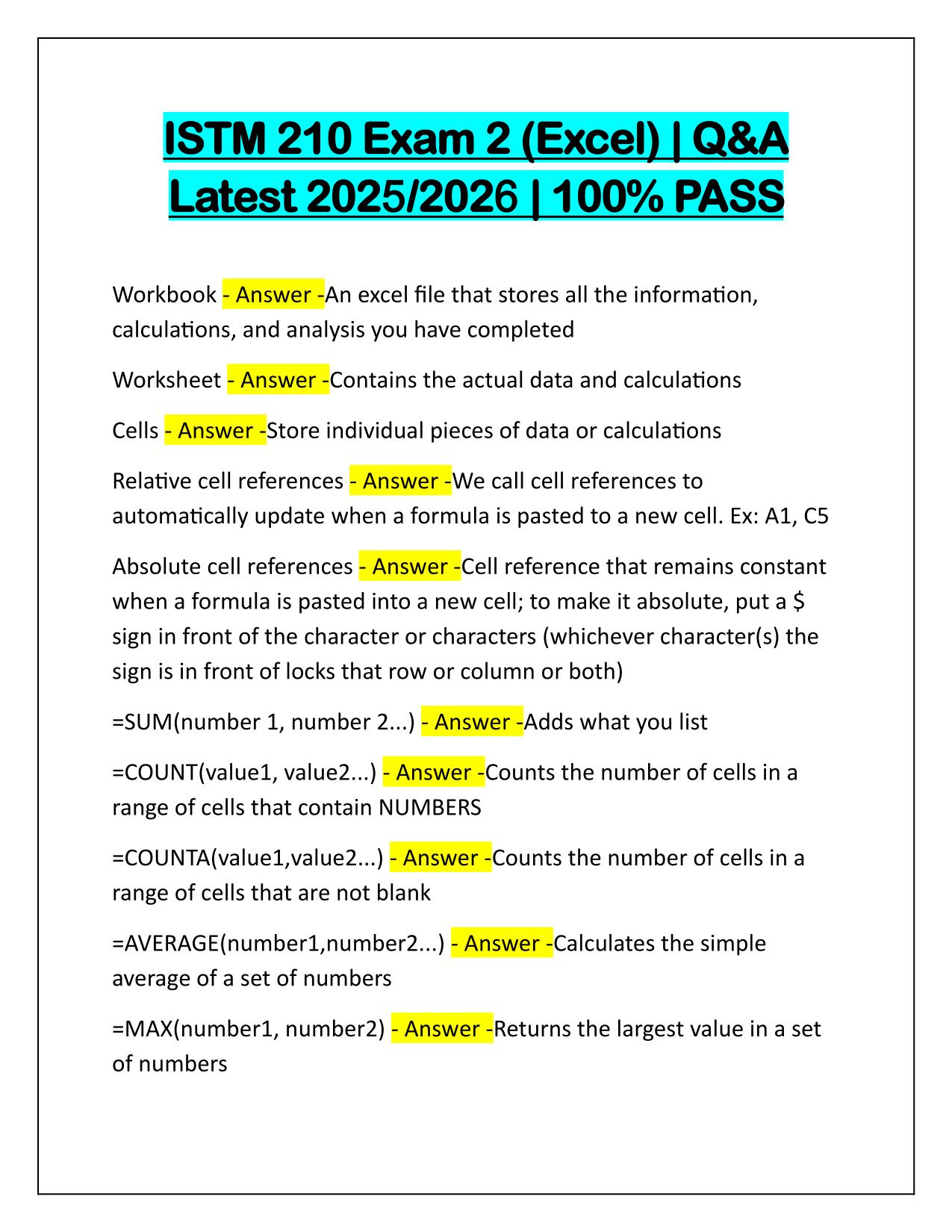 Bundle for ISTM 210 Exams Q&A Latest Update