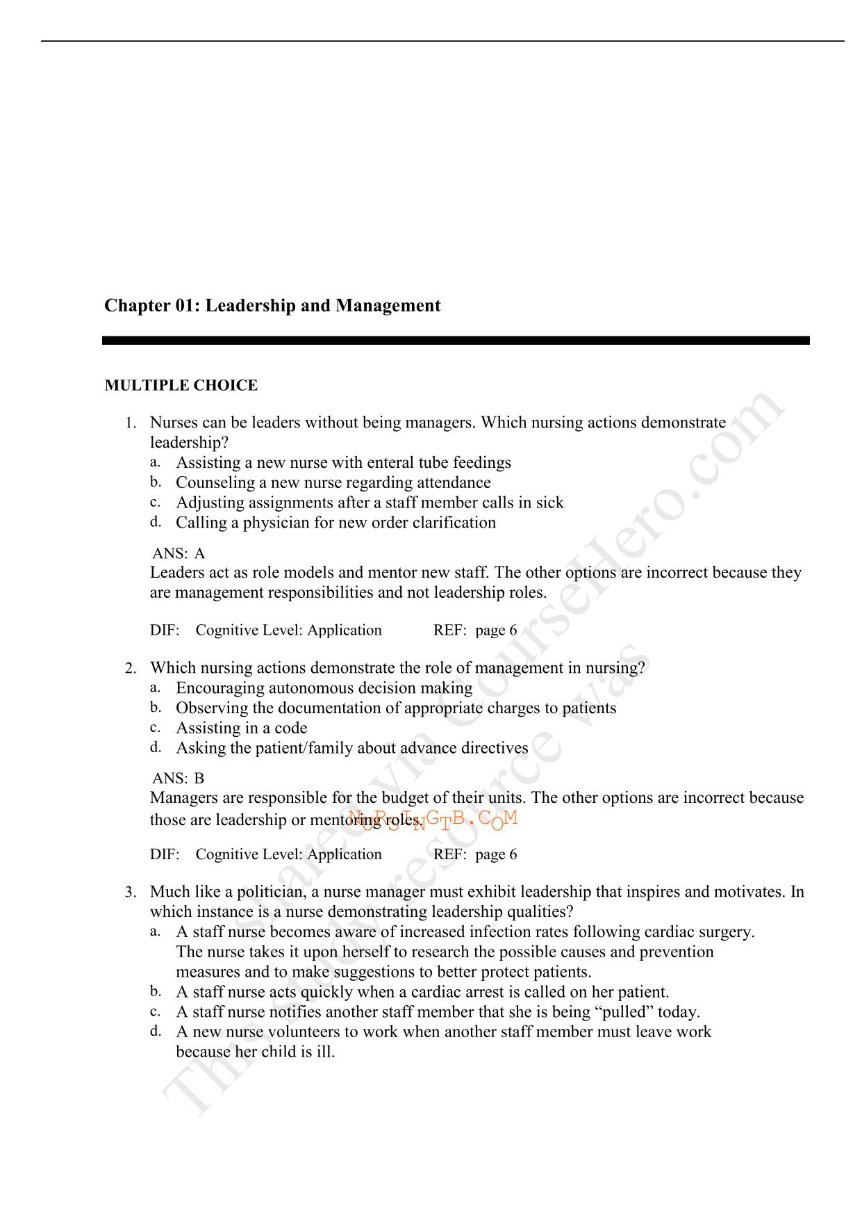 Test Bank for Nursing Delegation and Management of Patient Care 3rd Edition Motacki Latest 2025