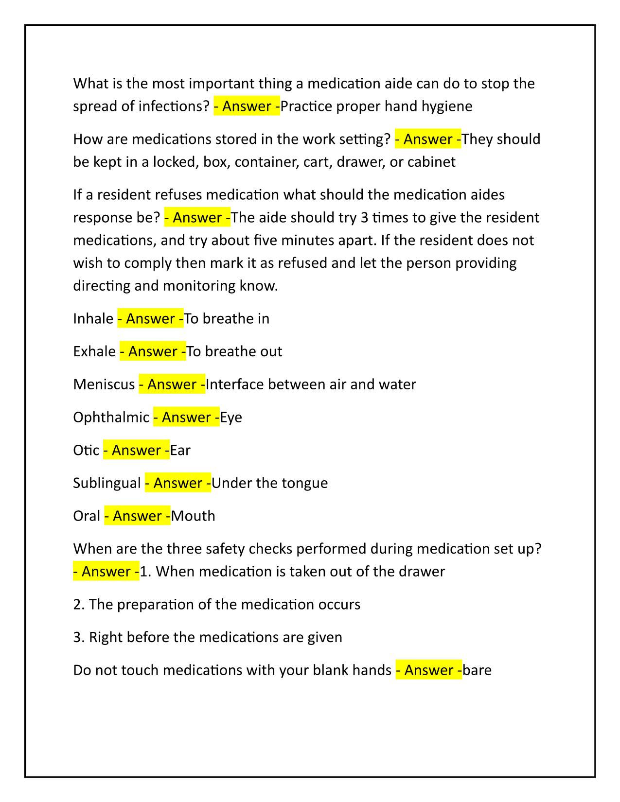 Medication Aide State Testing Nebraska Q&A Latest Update