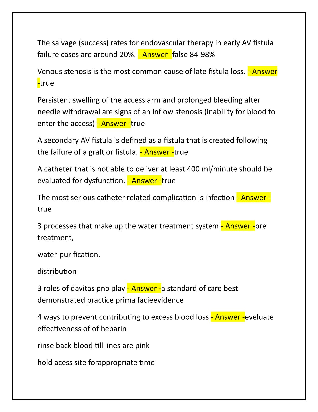 Real PCT davita final exam Q&A Latest Update
