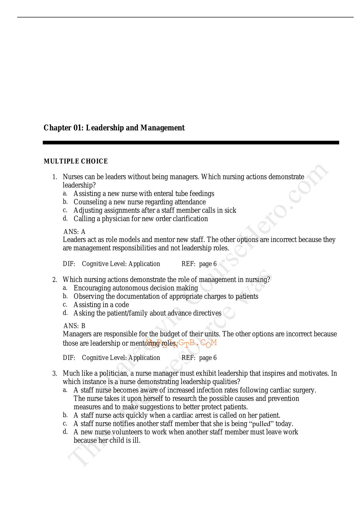 Test Bank for Nursing Delegation and Management of Patient Care 3rd Edition Motacki Latest 2025