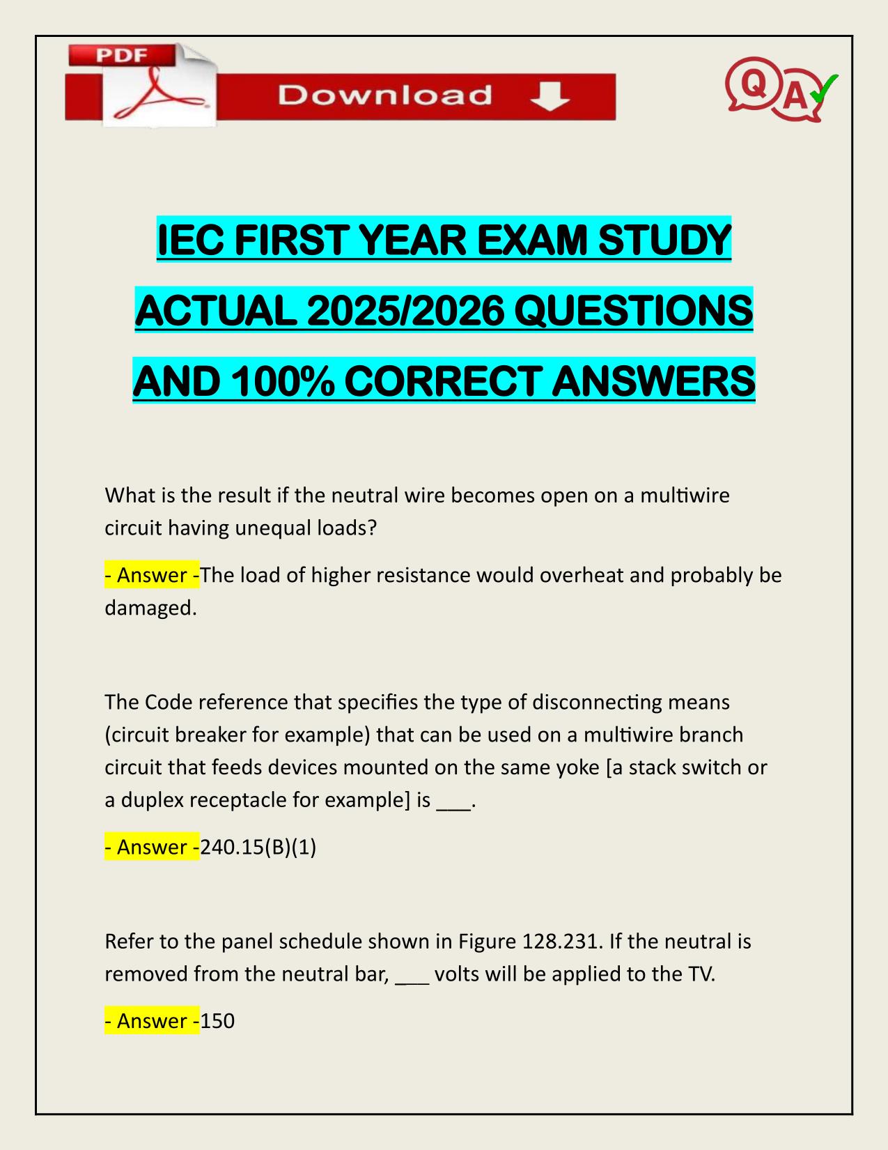 IEC FIRST YEAR EXAM STUDY ACTUAL 2025/2026 WITH CORRECT ANSWERS