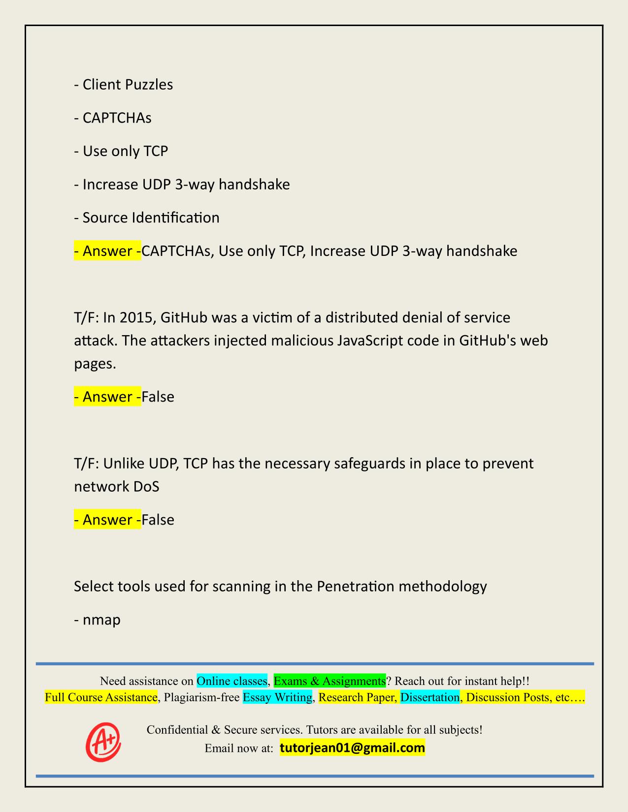 CS 6262 NETWORK SECURITY QUIZZES ACTUAL 2025/2026 Q&A