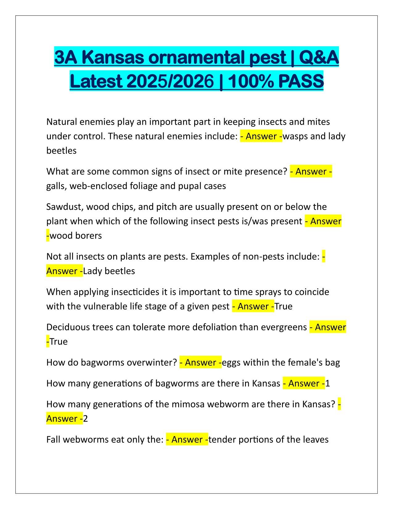 3A Kansas ornamental pest Q&A Latest Update
