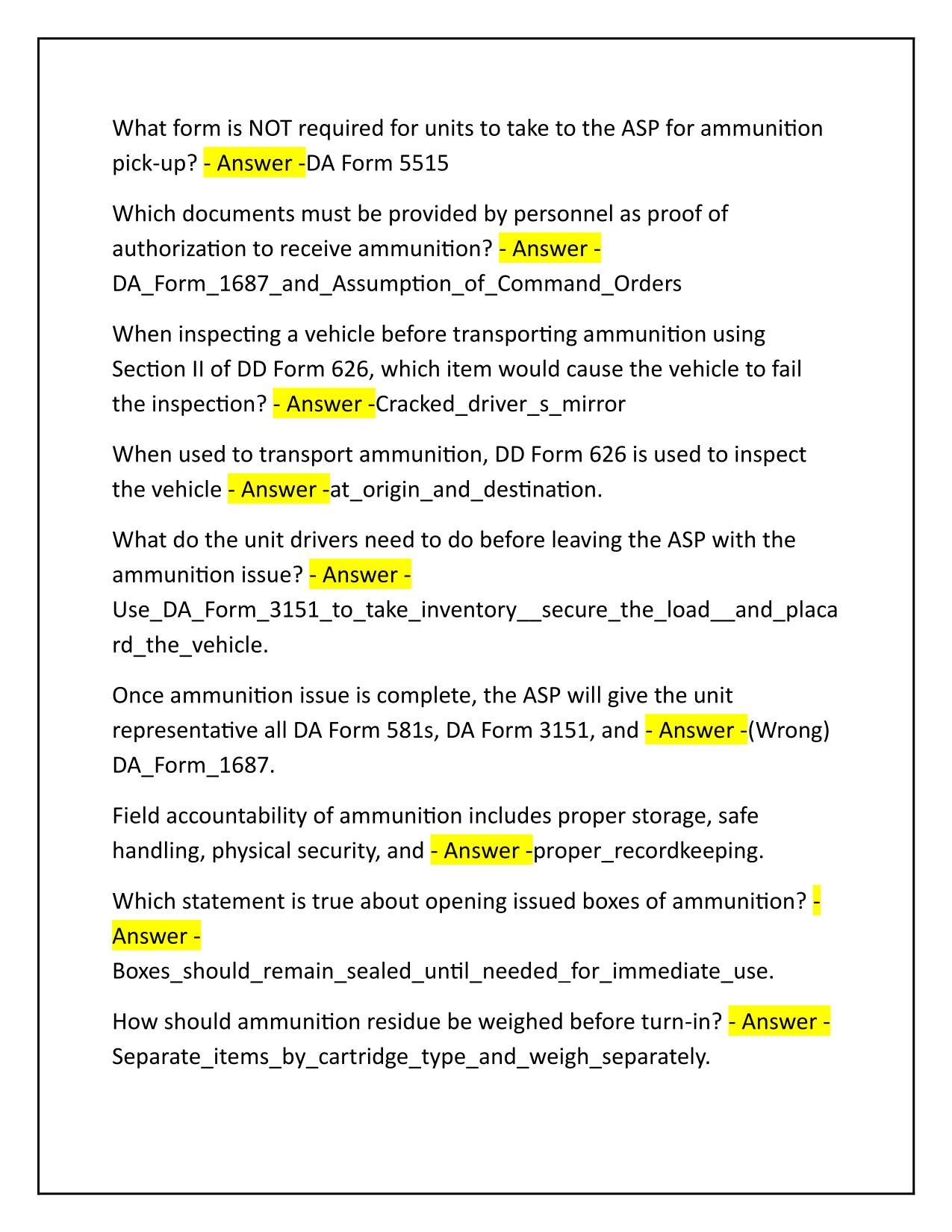 Class V Issue and Turn-In Procedures for Using Units Module 3 Exam Q&A Latest Update
