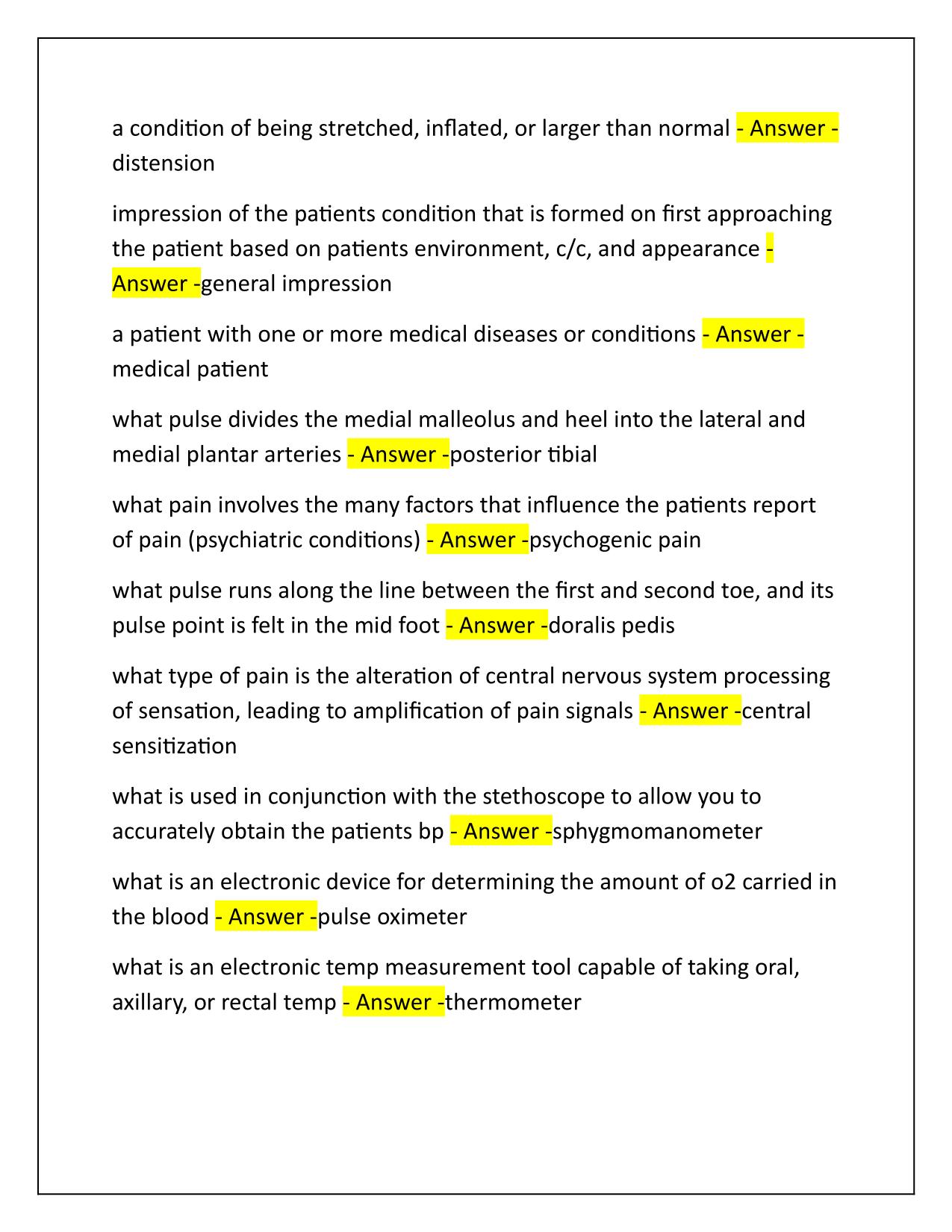 Navy Hospital Corpsman, HCB Test 2 Correctly Answered Latest Update