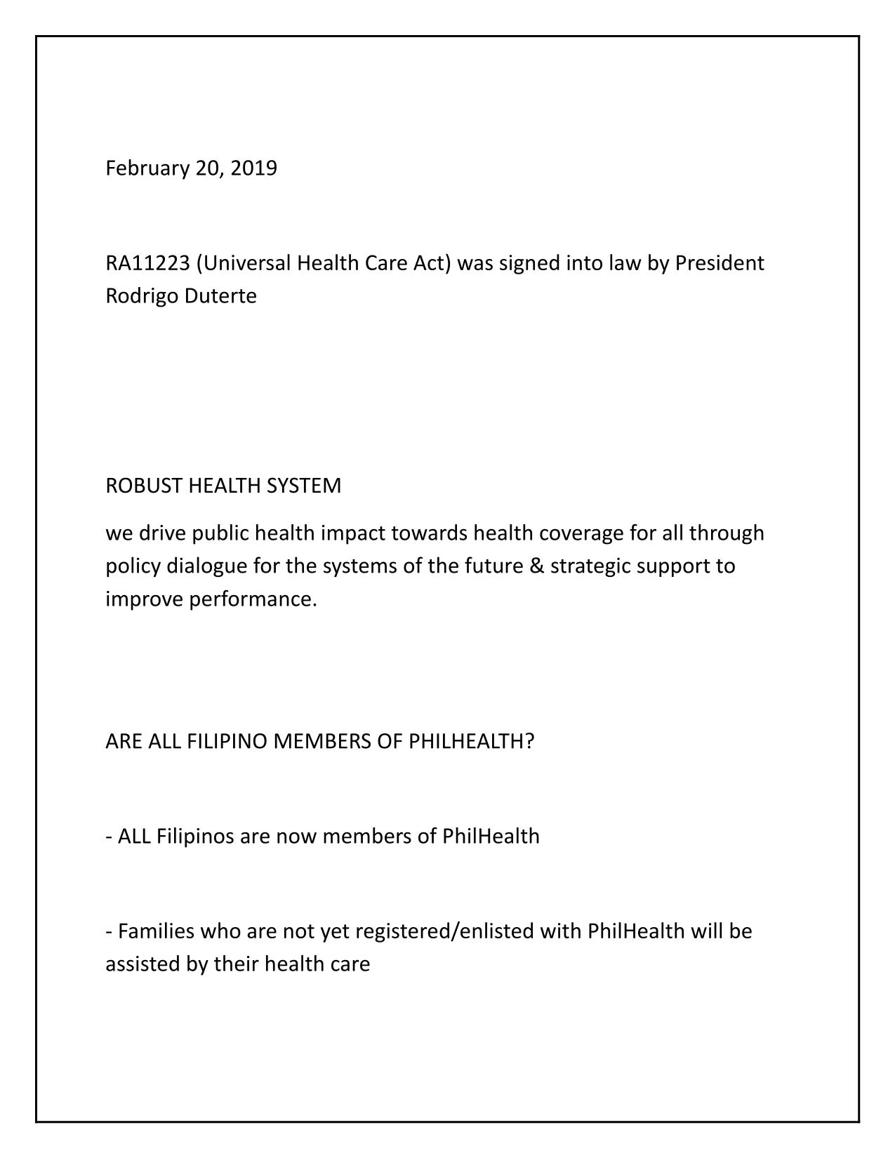 UNIVERSAL HEALTH CARE (UHC) and SDG, Q&A Latest Update , Graded A+