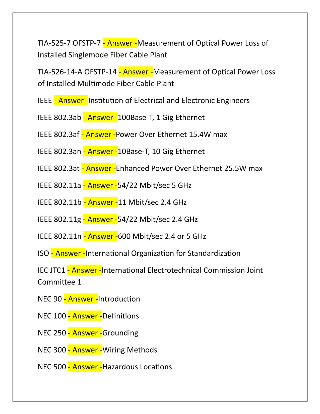 BICSI 1 and 2 Exam Q&A Latest Update 2025