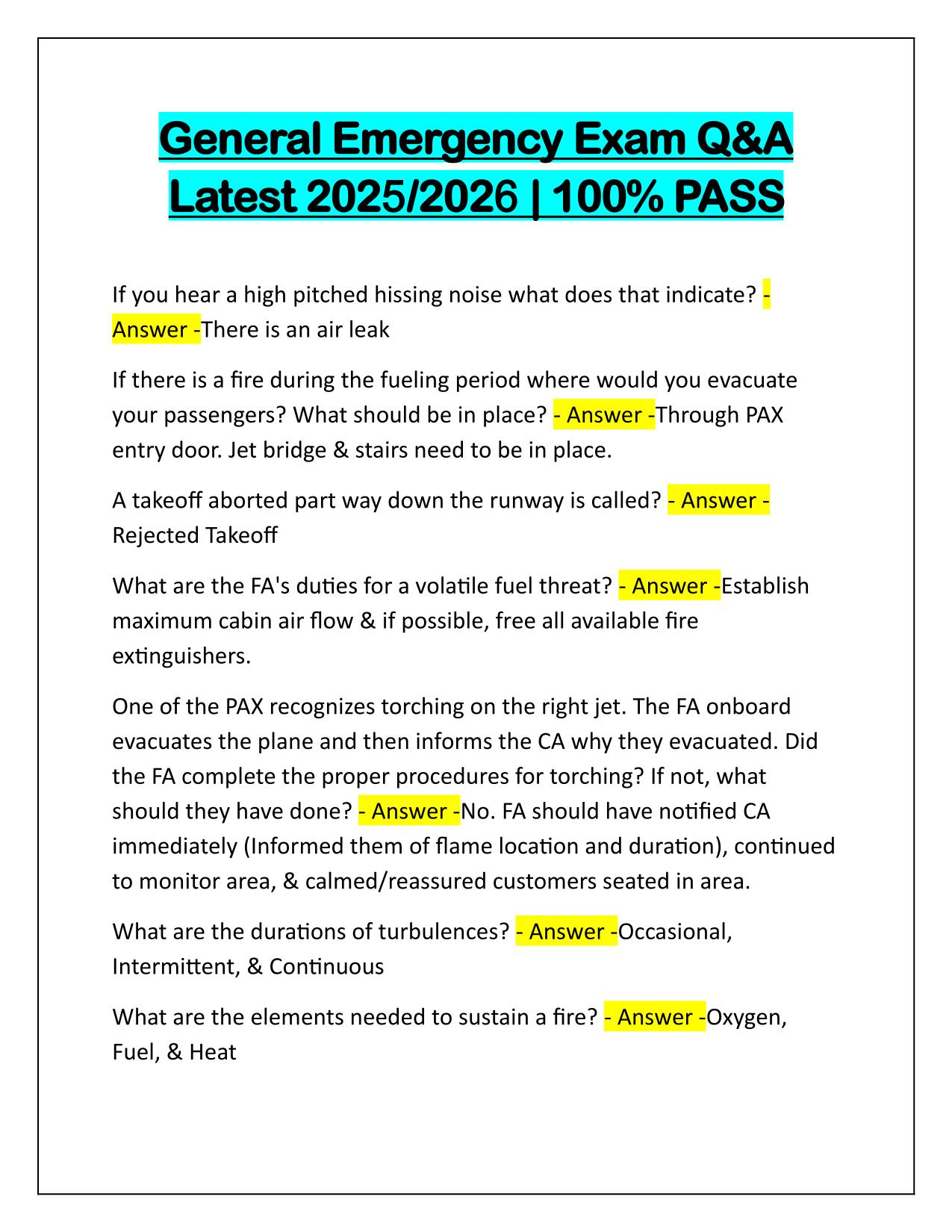 General Emergency Exam Q&A Latest Update 2025-2026