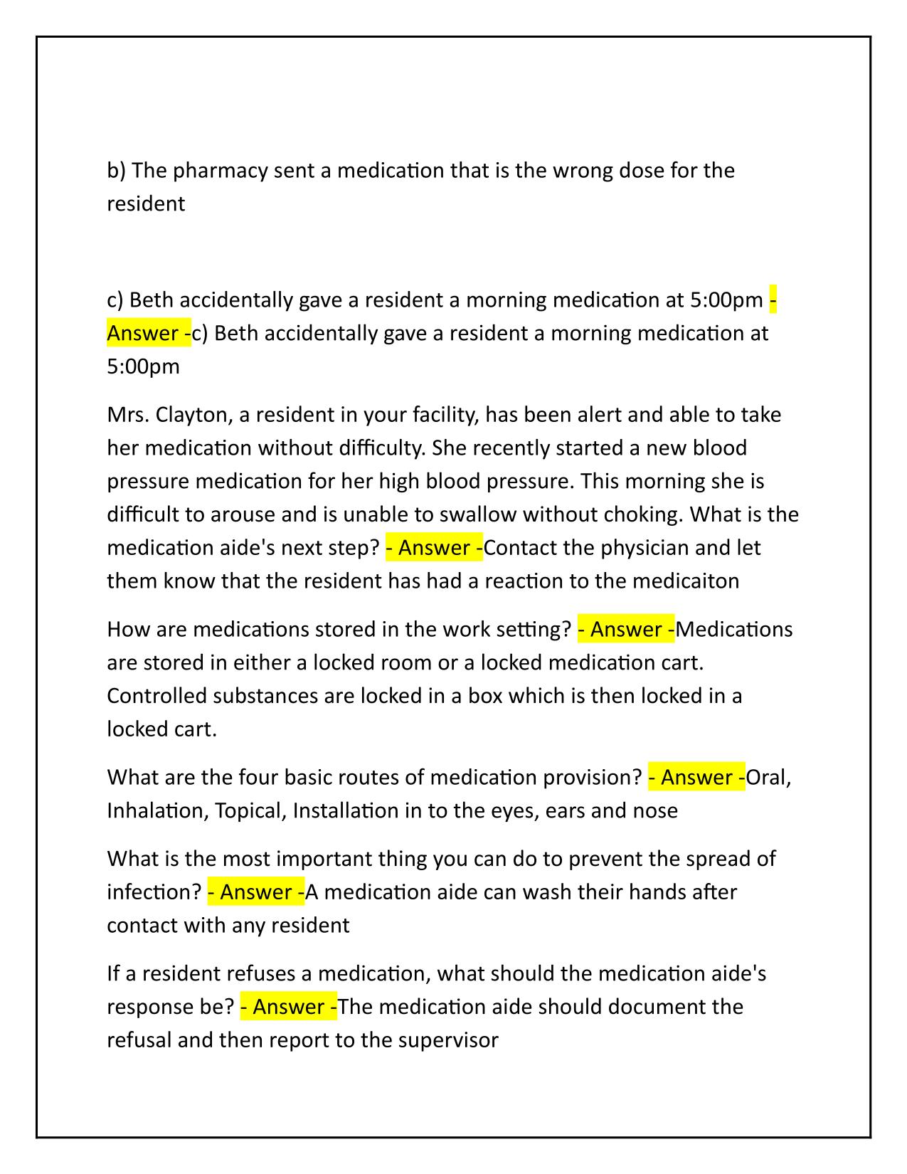 Nebraska Medication Aide Worksheets Correctly Answered 2025 Update