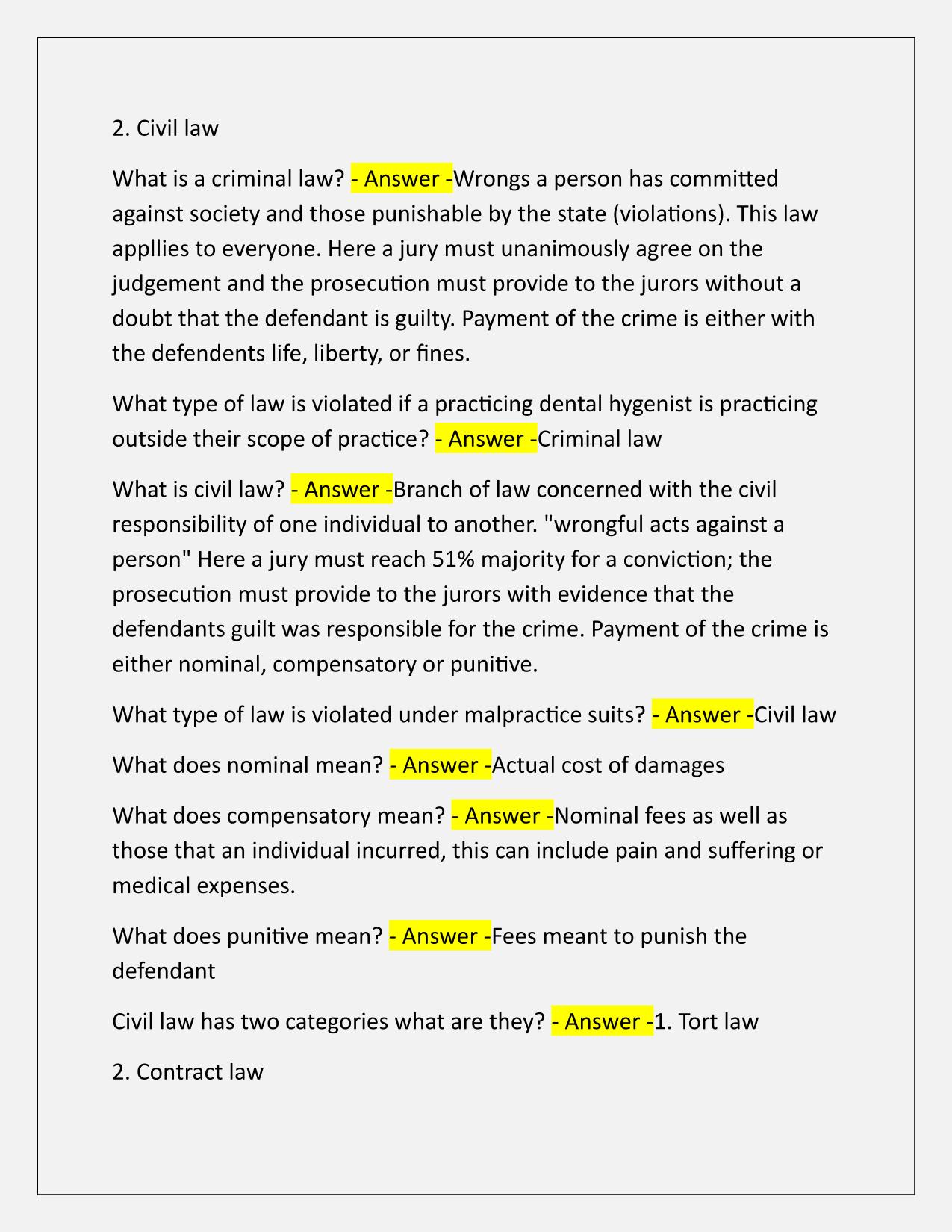 Dental Hygiene Laws EXAM Q&A Latest Update