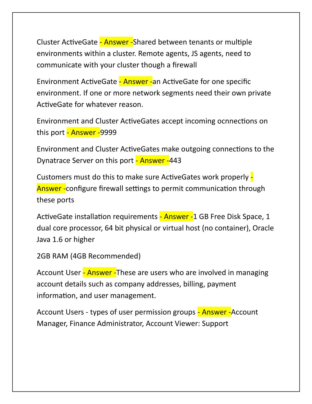 Dynatrace Associate Cert Correctly Answered Latest Update