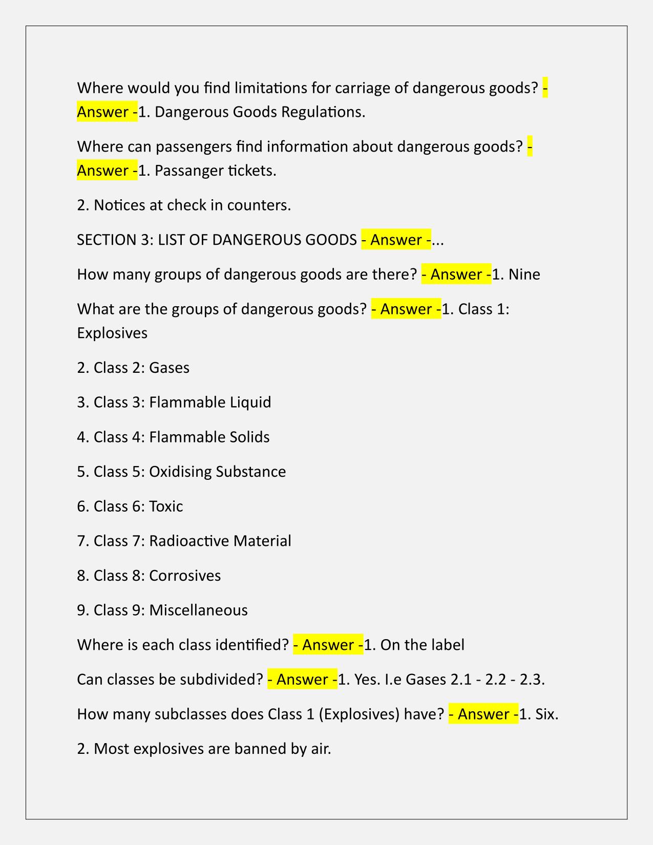 Dangerous Goods Correctly Answered Latest Update
