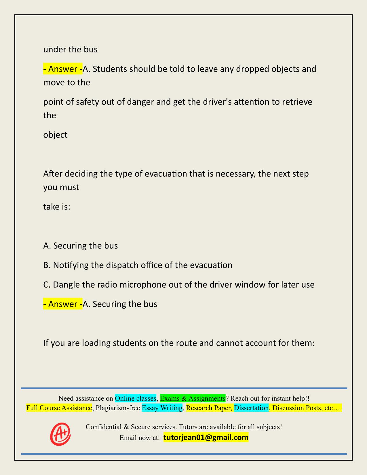 SCHOOL BUS TEST ACTUAL 2025/2026 QUESTIONS AND 100% CORRECT ANSWERS