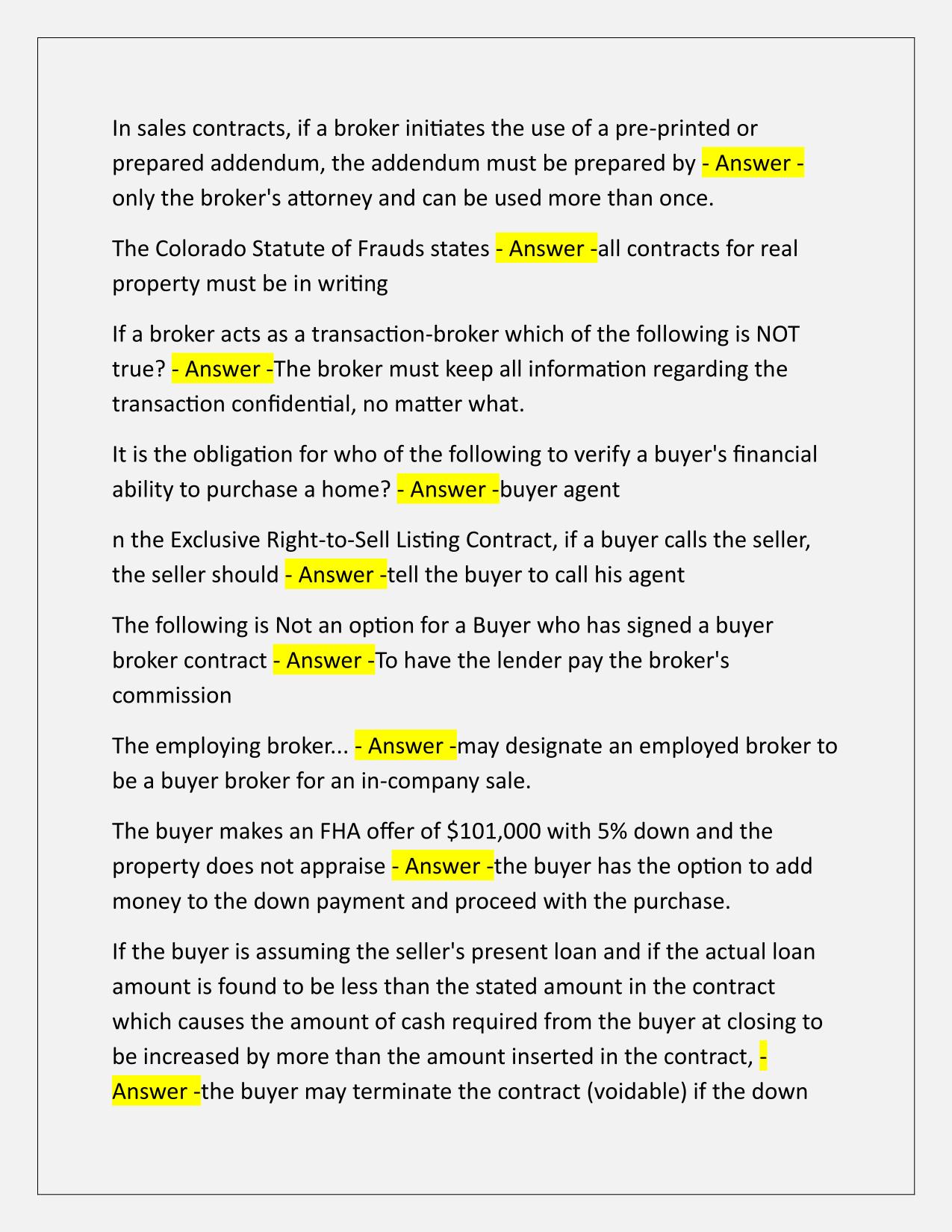 Van Ed Colorado Contracts and Regulations Final Exam Q&A Latest Update