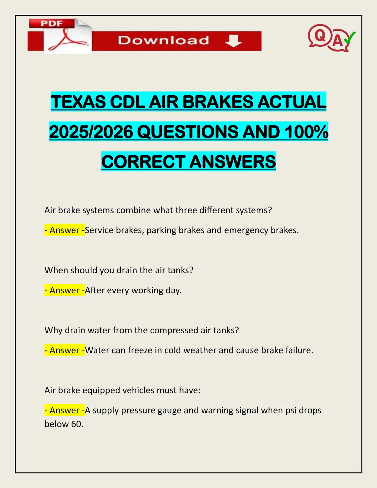 PACKAGE DEAL FOR TEXAS CDL EXAMS ACTUAL LATEST UPDATE