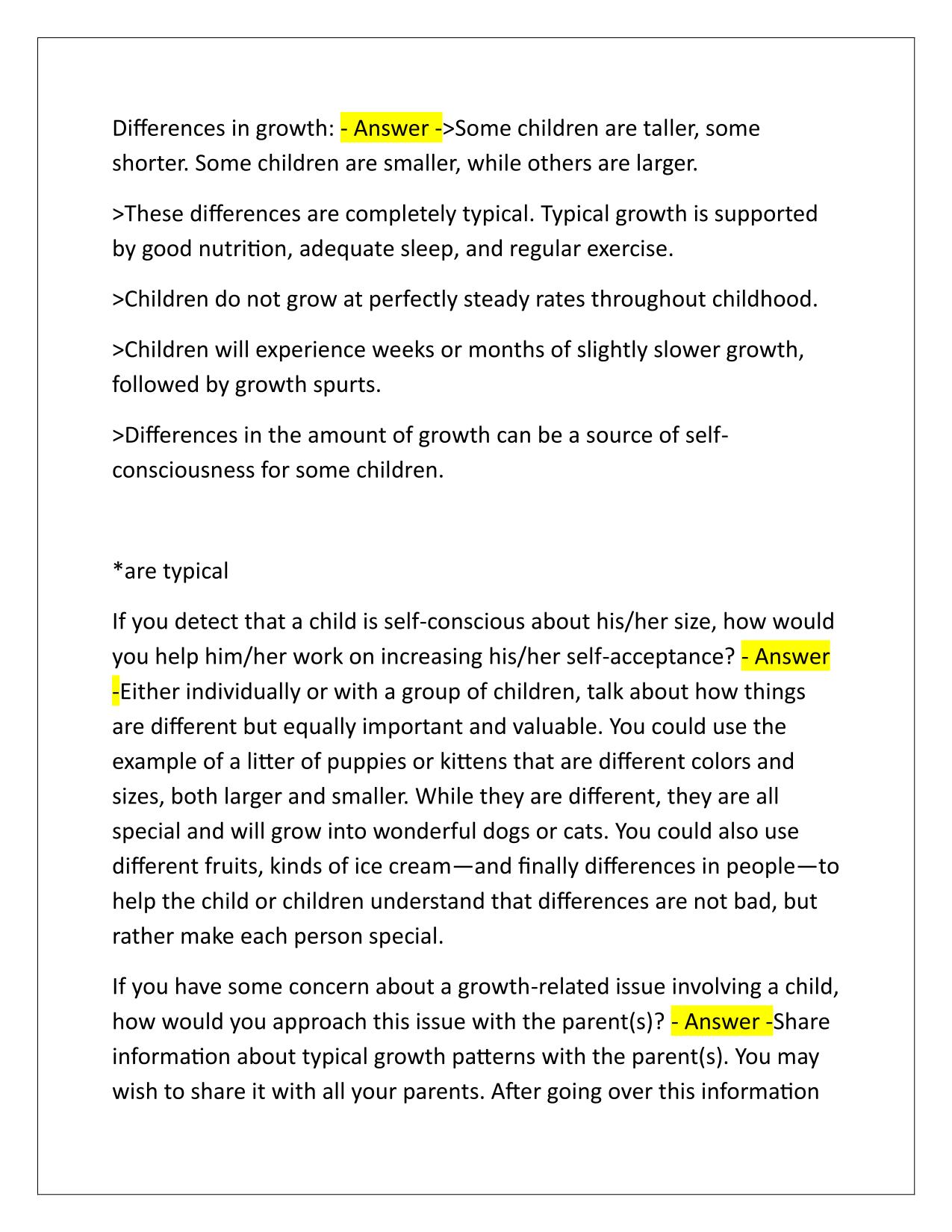 Child Growth and Development CGDR DCF Correctly Answered