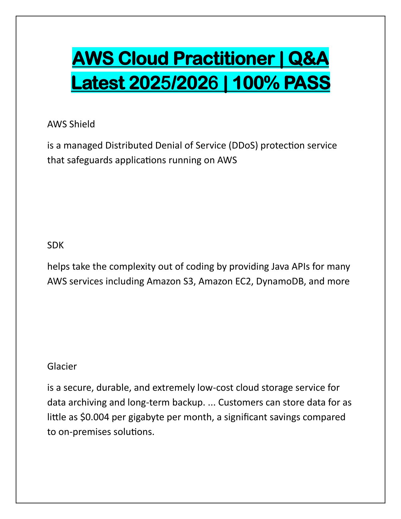AWS Cloud Practitioner Correctly Answered Latest Update