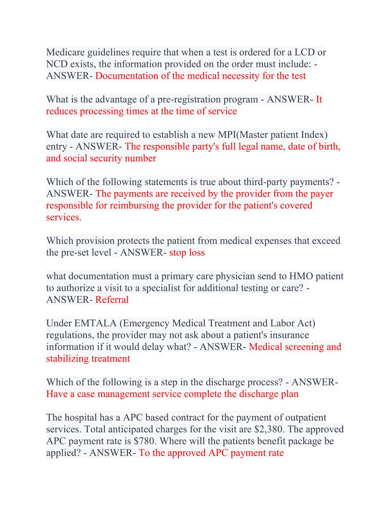 HFMA CRCR EXAM LATEST 2025 EXAM 170+ QUESTIONS AND CORRECT ANSWERS