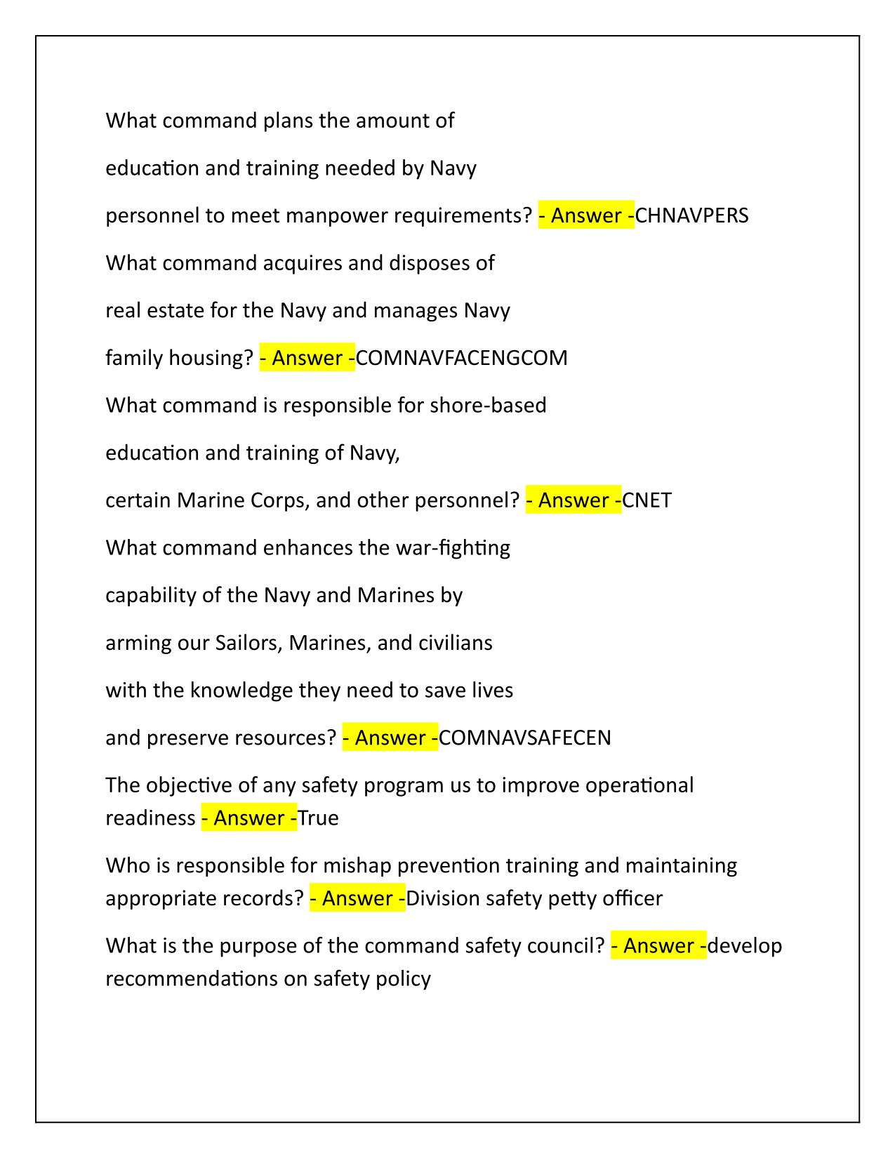 USNSCC PO2 Test Prep Q&A Latest Update