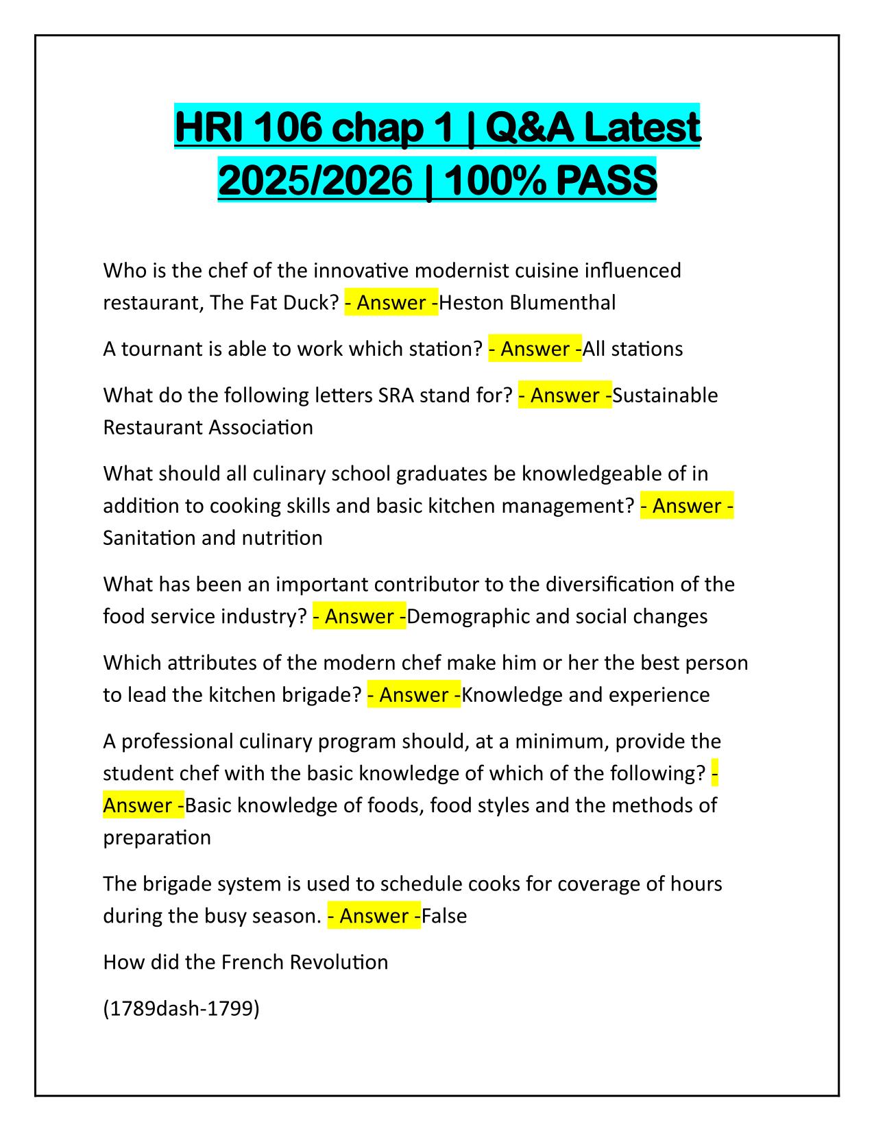 Package Deal for HRI 106 Exams Q&A Latest Update 2025-2026