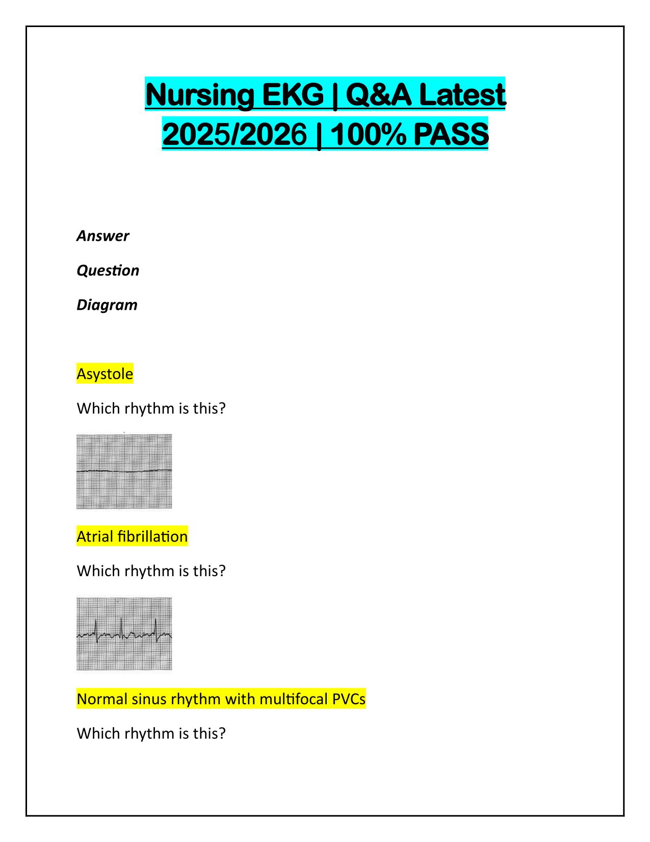 Nursing EKG Questions and Correct Answers Latest 2025