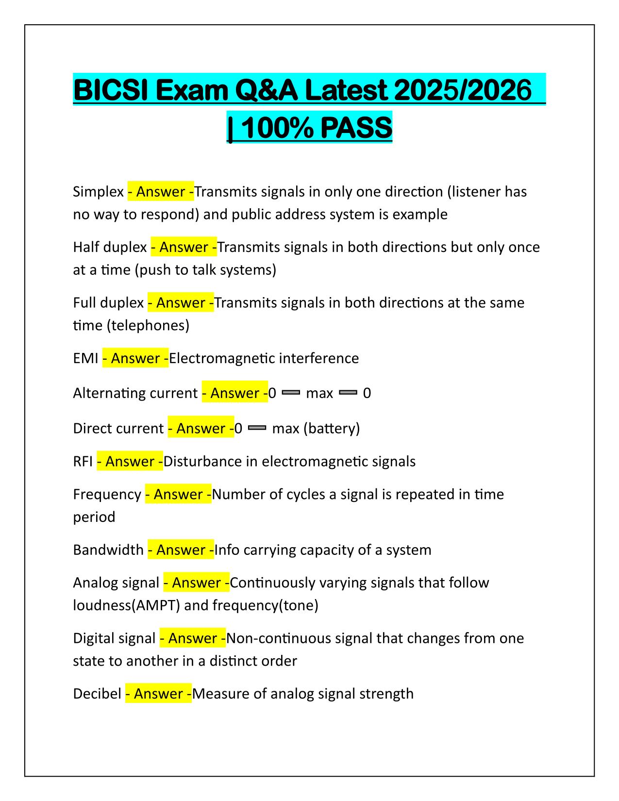 BICSI Exam Correctly Answered Latest Update 2025