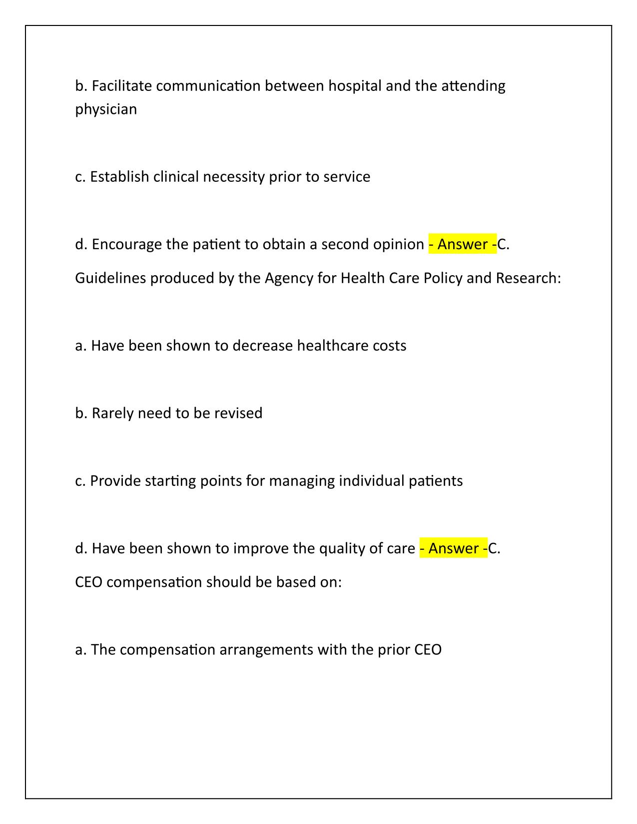 Practice ACHE BOG test Correctly Answered Latest Update