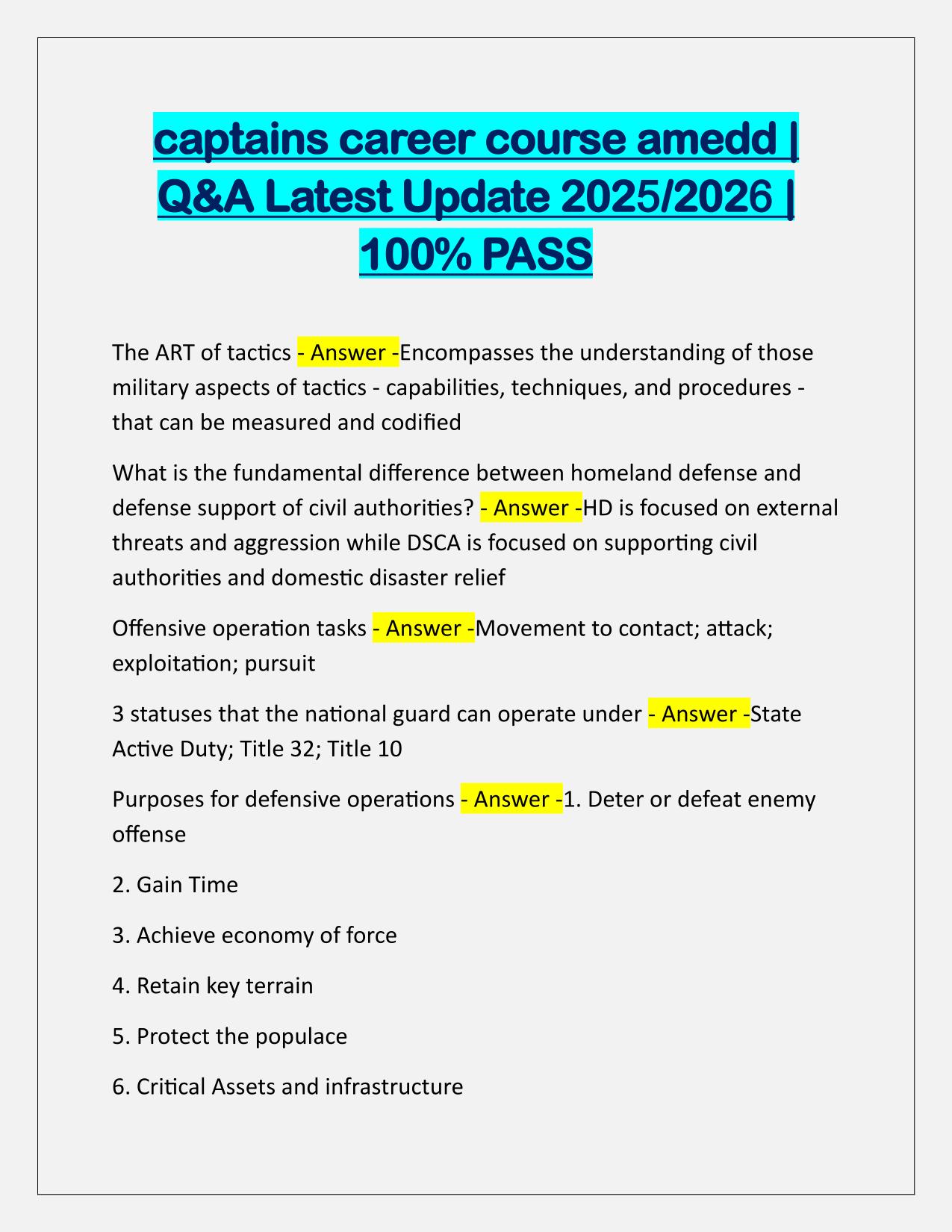 Captains Career course amedd Q&A Latest Update