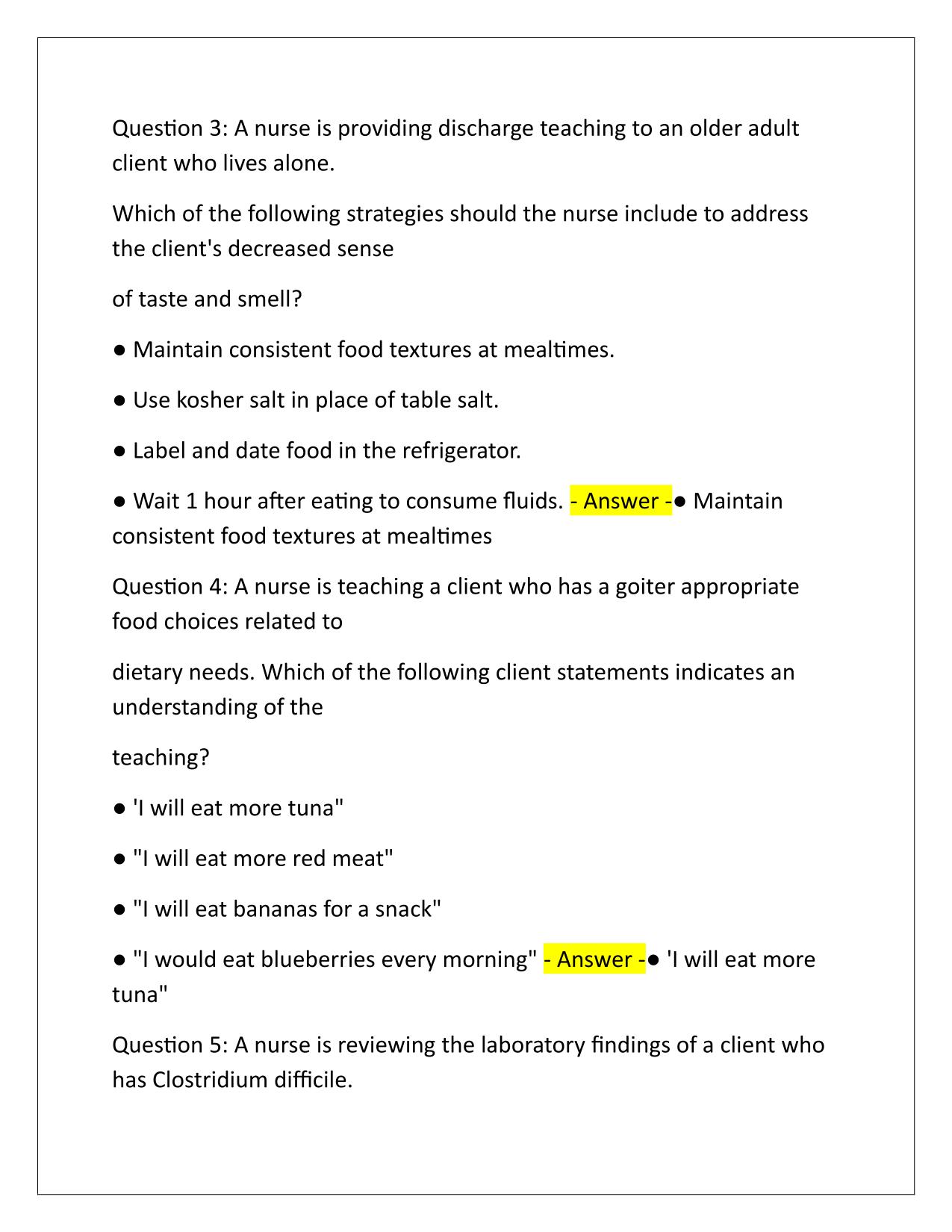 ATI Nutrition Proctored Exam Questions and Answers 2025/2026