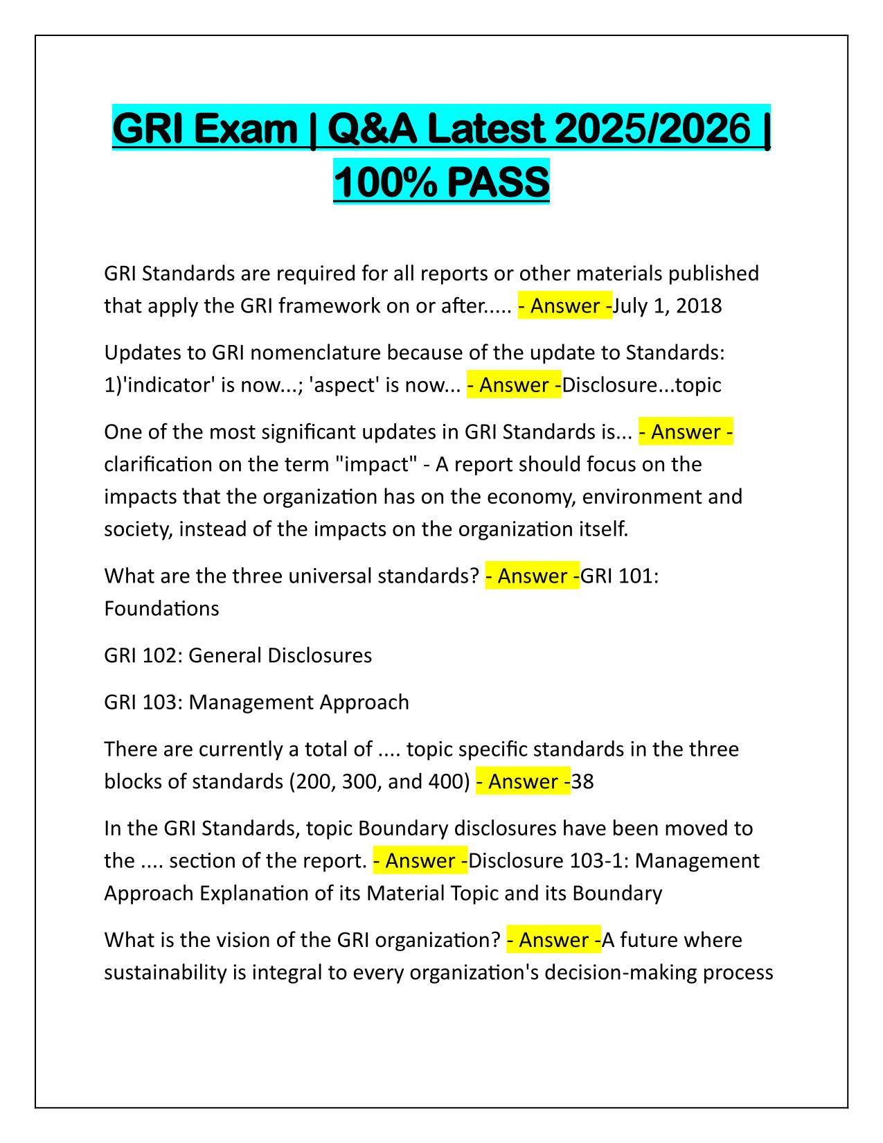 GRI Exam Q&A Latest Update 2025