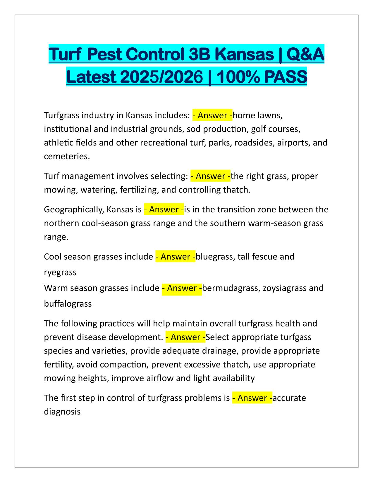 Bundle for Kansas Pesticide Applicator EXAMS Q&A Latest Update 2025-2026