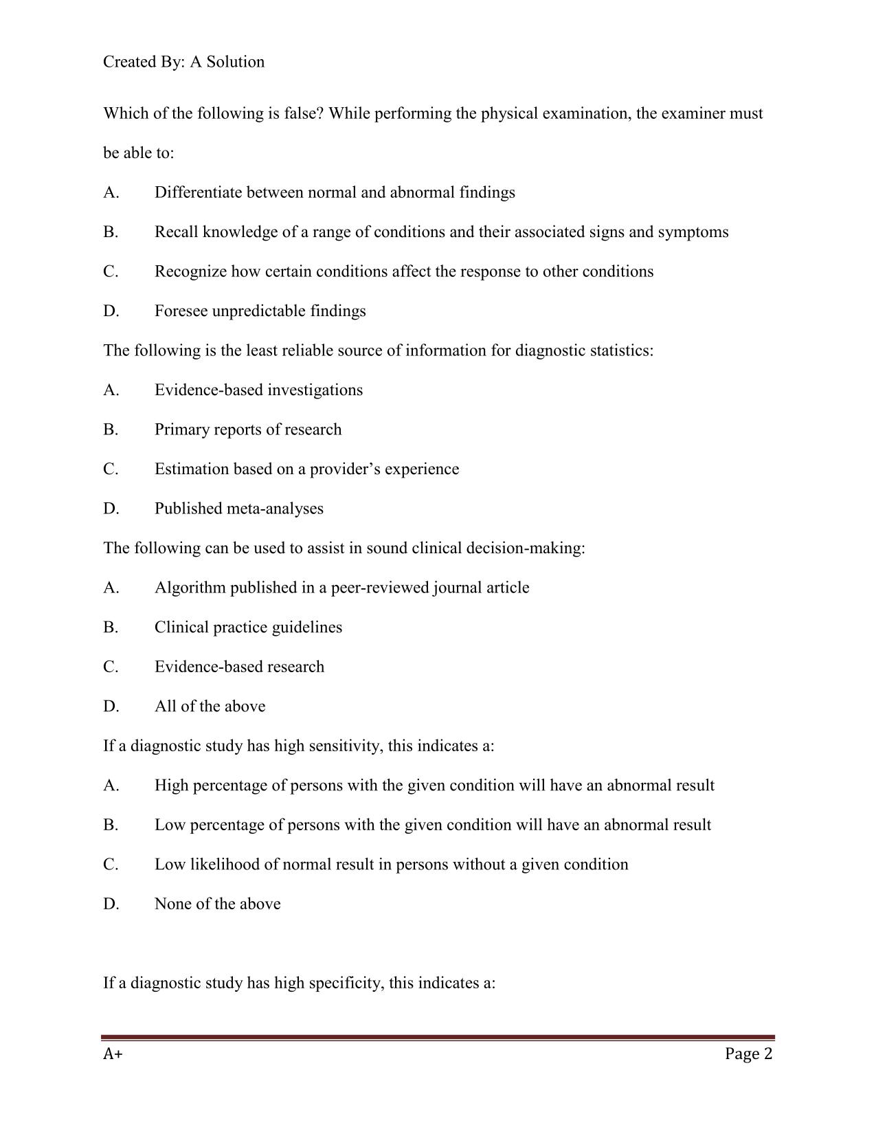 TEST BANK FOR ADVANCED ASSESSMENT: INTERPRETING FINDINGS AND FORMULATING DIFFERENTIAL DIAGNOSES 5TH EDITION, MARY J.GOOLSBY Latest 2025/2026