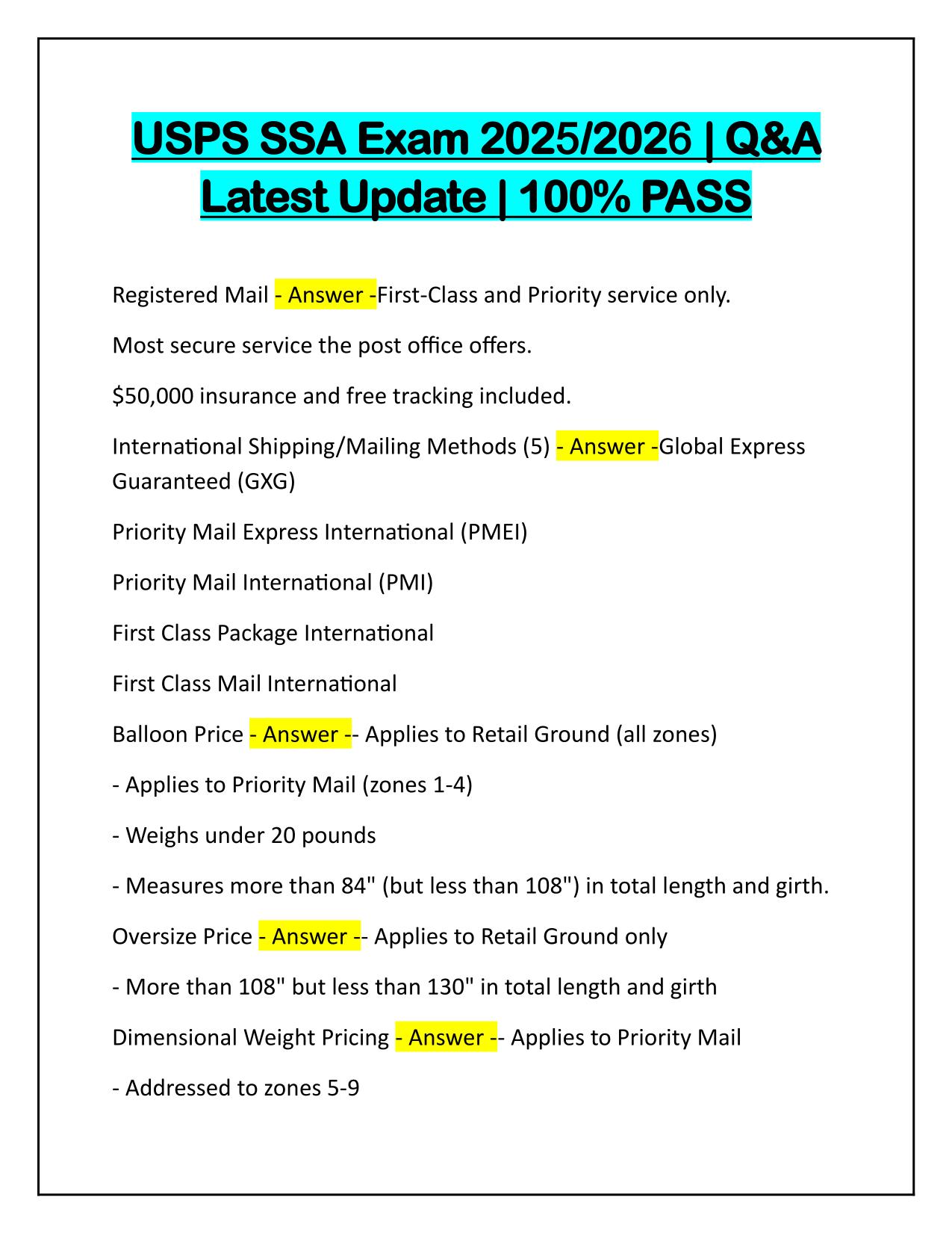 Bundle for USPS SSA, Sales and Service Associate Training, Q&A Latest Update