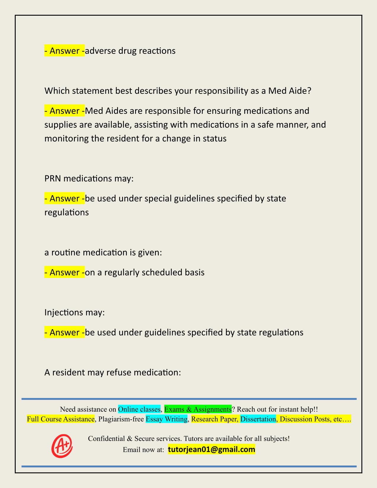2025/2026 ASSISTED LIVING MEDICATION TRAINING EXAM ACTUAL Q&A