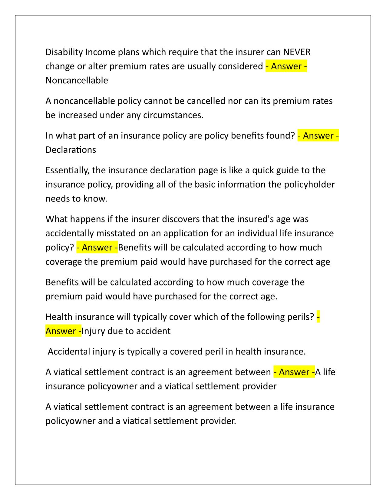 Xcel Testing Solutions-Life and Health Insurance Weighted Exam 150 Qs and Correct Answers Latest Update