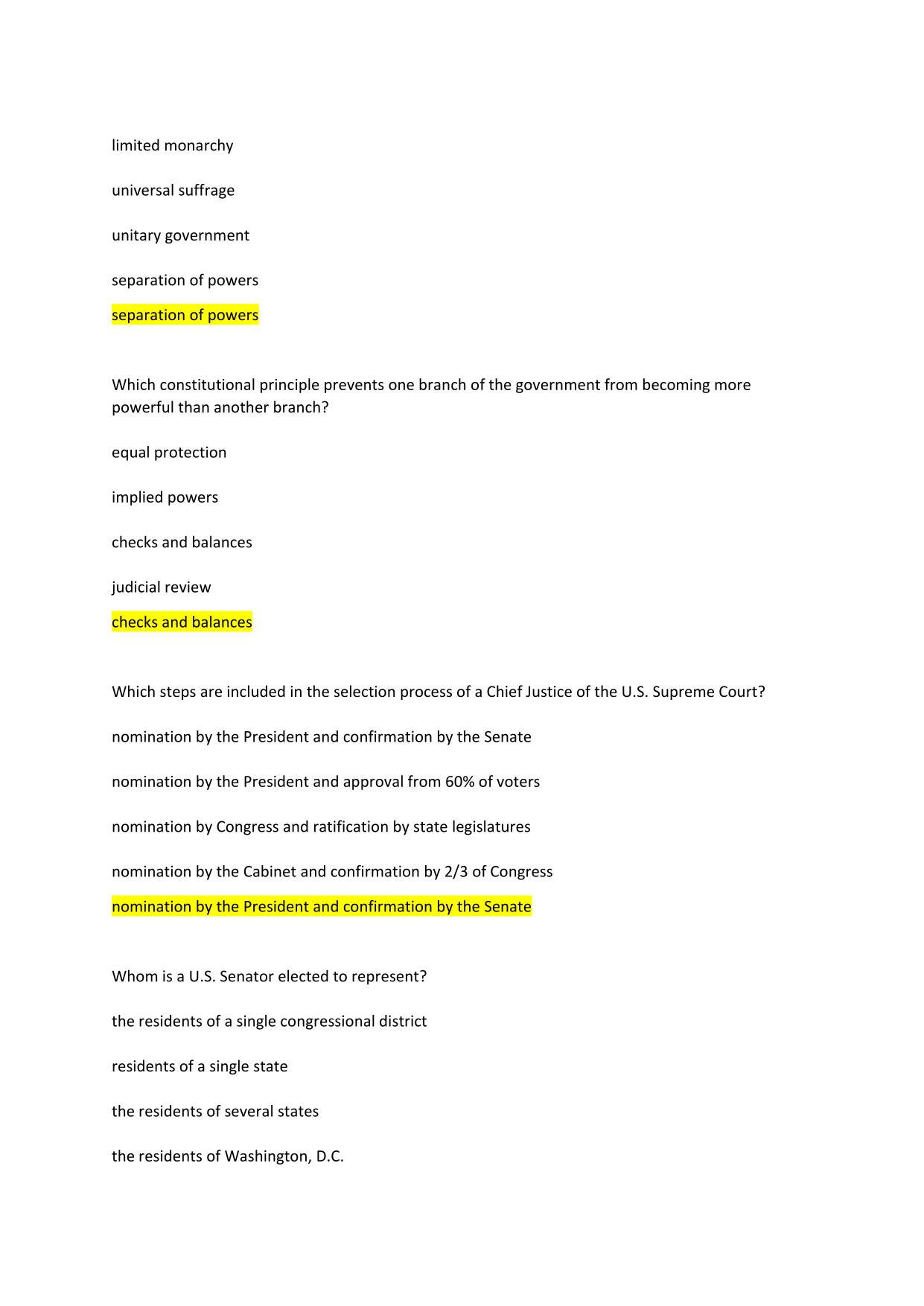 FLORIDA CIVIC LITERACY EXAM with Verified Solutions