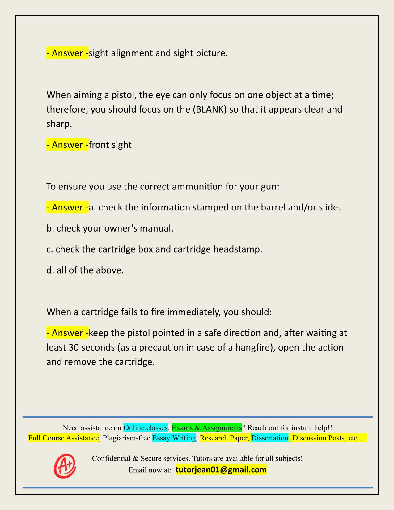 NRA BASIC PISTOL SHOOTING COURSE ACTUAL 2025/2026